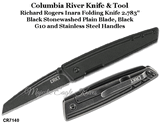 Columbia River Knife & Tool CR7140 Richard Rogers Inara Folding Knife 2.783" Black Stonewashed Plain Blade, Black G10 and Stainless Steel Handles