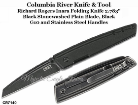 Columbia River Knife & Tool CR7140 Richard Rogers Inara Folding Knife 2.783" Black Stonewashed Plain Blade, Black G10 and Stainless Steel Handles Columbia River Knife & Tool CR7140 Richard Rogers Inara Folding Knife 2.783" Black Stonewashed Plain Blade, Black G10 and Stainless Steel Handles