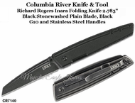 Columbia River Knife & Tool CR7140 Richard Rogers Inara Folding Knife 2.783" Black Stonewashed Plain Blade, Black G10 and Stainless Steel Handles Columbia River Knife & Tool CR7140 Richard Rogers Inara Folding Knife 2.783" Black Stonewashed Plain Blade, Black G10 and Stainless Steel Handles