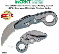 Columbia River Knife & Tool CR4045 CRKT Kinematic Provoke Compact Folding Karambit 2-1/4" D2 Stonewashed Plain Blade, Aluminum Handles