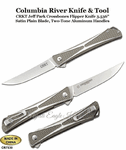 Columbia River Knife & Tool CR7530 CRKT Jeff Park Crossbones Flipper Knife 3.536" Satin Plain Blade, Two-Tone Aluminum Handles