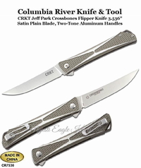 Columbia River Knife & Tool CR7530 CRKT Jeff Park Crossbones Flipper Knife 3.536" Satin Plain Blade, Two-Tone Aluminum Handles Columbia River Knife & Tool CR7530 CRKT Jeff Park Crossbones Flipper Knife 3.536" Satin Plain Blade, Two-Tone Aluminum Handles