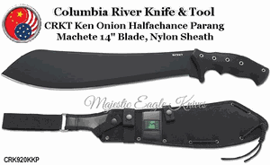 Columbia River Knife & Tool CRK920KKP CRKT Ken Onion Halfachance Parang Machete 14" 65Mn Carbon Steel Plain Blade, Nylon Sheath
