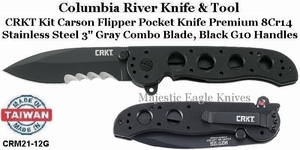 Columbia River Knife & Tool CRM21-12G CRKT Kit Carson Flipper 3" Gray Combo Blade, Black G10 Handles Columbia River Knife & Tool CRM21-12G CRKT Kit Carson Flipper 3" Gray Combo Blade, Black G10 Handles