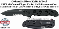Columbia River Knife & Tool CRM21-12G CRKT Kit Carson Flipper 3" Gray Combo Blade, Black G10 Handles Columbia River Knife & Tool CRM21-12G CRKT Kit Carson Flipper 3" Gray Combo Blade, Black G10 Handles