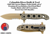 Columbia River Knife & Tool CRM21-14DSFG CRKT Kit Carson Special Forces Flipper 3.875" Combo Blade, Desert Tan, G10 Handles Columbia River Knife & Tool CRM21-14DSFG CRKT Kit Carson Special Forces Flipper 3.875" Combo Blade, Desert Tan, G10 Handles