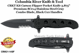 Columbia River Knife & Tool CRM21-14SF CRKT Kit Carson Special Forces Flipper 3.875" Black Combo Blade, Black Aluminum Handles