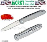 Columbia River Knives CRK230XXP CRKT Ken Onion Facet Flipper Pocket Knife 3.37" D2 Satin Plain Blade, Stainless Steel Handles