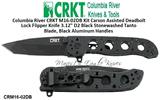 Columbia River Knives CRM16-02DB CRKT Kit Carson Assisted Deadbolt Lock Flipper Pocket Knife 3.12" D2 Black Stonewashed Tanto Plain Blade, Black Aluminum Handles