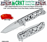 Columbia River Knives CRM16-02SS CRKT Kit Carson Frame Lock Flipper Pocket Knife 3.06" 12C27 Bead Blast Tanto Plain Blade, Stainless Steel Handles