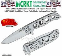 Columbia River Knives CRM16-02SS CRKT Kit Carson Frame Lock Flipper Pocket Knife 3.06" 12C27 Bead Blast Tanto Plain Blade, Stainless Steel Handles Columbia River Knives CRM16-02SS CRKT Kit Carson Frame Lock Flipper Pocket Knife 3.06" 12C27 Bead Blast Tanto Plain Blade, Stainless Steel Handles