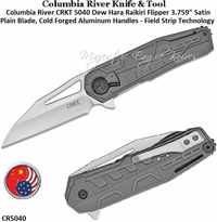Columbia River Knives River CR5040 CRKT Dew Hara Raikiri Flipper 3.759" Satin Plain Blade, Cold Forged Aluminum Handles - Field Strip Technology Columbia River Knives River CR5040 CRKT Dew Hara Raikiri Flipper 3.759" Satin Plain Blade, Cold Forged Aluminum Handles - Field Strip Technology