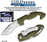 CS21STAA Limited Edition Lynn Thompson Spartan Folding Kopis Pocket Knife 4-1/2" CPM-S35VN Stainless Steel Serrated Blade, OD Green G10 Handles