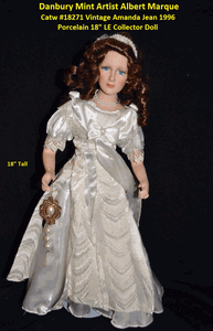 Danbury Mint Catw #18271 Vintage Amanda Jean, 1996 Porcelain 18" LE Collector Doll