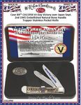 W.R. Case & Sons Cutlery CA11950 Case XX VJ-DAY Embossed Natural Bone Handle Trapper Stainless Steel Pocket Knife 