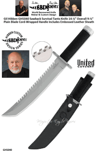 United Cutlery Presents Gil Hibben GH5040 Sawback Survival Tanto Knife Cord-Wrapped Handle Includes Embossed Leather Sheath