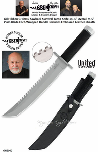 United Cutlery Presents Gil Hibben GH5040 Sawback Survival Tanto Knife Cord-Wrapped Handle Includes Embossed Leather Sheath United Cutlery Presents Gil Hibben GH5040 Sawback Survival Tanto Knife Cord-Wrapped Handle Includes Embossed Leather Sheath