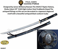 Designed by James Williams/Hanwei The SH2417 Raptor Katana, Shobu Zukuri 29" 5160 High-Carbon Steel & Scabbard