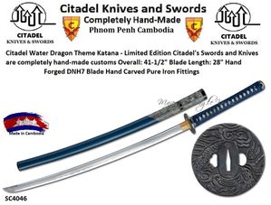Dragon Katana by Citadel is Completely Hand-Made Limited Edition Dragon Katana 29-1/2" Overall 21-1/4" Hand Forged DNH7 Blade Hand Carved Pure Iron Fittings Dragon Katana by Citadel is Completely Hand-Made Limited Edition Dragon Katana 29-1/2" Overall 21-1/4" Hand Forged DNH7 Blade Hand Carved Pure Iron Fittings