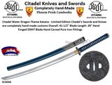 Dragon Katana by Citadel is Completely Hand-Made Limited Edition Dragon Katana 29-1/2" Overall 21-1/4" Hand Forged DNH7 Blade Hand Carved Pure Iron Fittings
