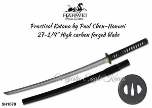 Paul Chen Cas Hanwei SH1070 Practical Katana by Paul Chen/Hanwei 27-1/4" High carbon forged blade