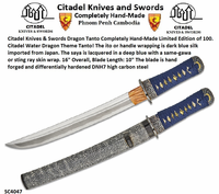 Dragon Tanto SC4047 by Citadel is Completely Hand-Made Limited Edition 100 Dragon Tanto Overall: 16" Blade Length: 10" Hand Forged DNH7 Blade Hand Carved Pure Iron Fittings