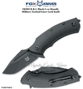 Fox Knives FOX01FX013 FKMDBRI Black G-10 Handle Military Tactical Liner Lock Knife