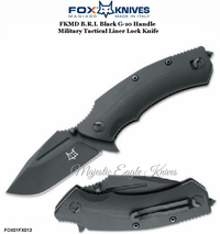 Fox Knives FOX01FX013 FKMDBRI Black G-10 Handle Military Tactical Liner Lock Knife