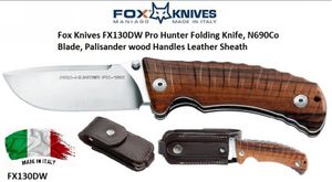 Fox Knives FOX01FX130DW Pro Hunter Santos Wood Handle Folding Hunter Knife & Sheath