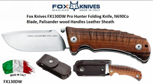 Fox Knives FOX01FX130DW Pro Hunter Santos Wood Handle Folding Hunter Knife & Sheath Fox Knives FOX01FX130DW Pro Hunter Santos Wood Handle Folding Hunter Knife & Sheath
