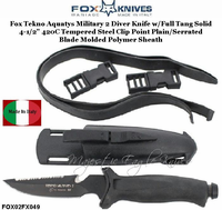 Fox Knives FOX02FX049 Fox Tekno Military II Fixed Blade Diving Knife & Molle-Compatible Nylon Sheath
