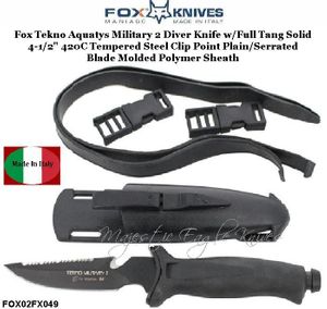Fox Knives FOX02FX049 Fox Tekno Military II Fixed Blade Diving Knife & Molle-Compatible Nylon Sheath