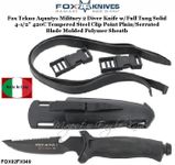 Fox Knives FOX02FX049 Fox Tekno Military II Fixed Blade Diving Knife & Molle-Compatible Nylon Sheath