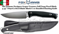 Fox Knives FOX02FX097 Fox Jesper Voxnaes TUR Fixed 4.33" Plain Blade, Black G10 Handles, Black Leather Sheath