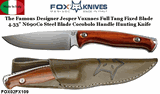 Fox Knives FOX02FX109 Fox Jesper Voxnaes TUR N690Co Steel 4.33" Full tang Fixed Plain Blade Knife Cocobolo Handle & Brown Leather Sheath
