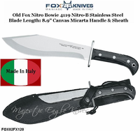 Fox Knives FOX02FX120 Fox Trekking Fixed 8.88" 4119 nitro-B Steel Plain Blade Black Canvas Micarta Handle Survival Hunting Knife
