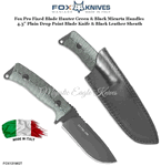 Fox Knives FX0131MGT Pro Hunter Fixed 4.3" Plain Blade Green and Black Micarta Handled Knife &  Black Leather Sheath