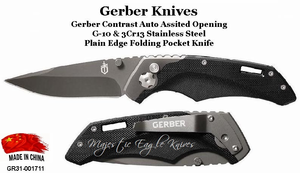 Gerber Knives GB-31-001711 Contrast Auto Assited Opening Plain Edge Folding Pocket Knife