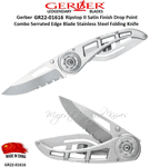 Gerber Knives GR22-01616 Ripstop II Satin Finish Drop Point Combo Serrated Edge Blade Stainless Steel Folding Knife