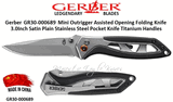 Gerber Knives GR-30-000689 Outrigger Assisted Opening Titanium Handles 3" Satin Plain Stainless Steel Pocket Knife 