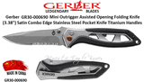Gerber Knives GR-30-000690 Outrigger Assisted Opening Titanium Handles 3.38" Satin Combo Blade Stainless Steel Pocket Knife 