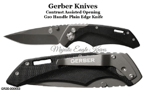 Gerber Knives GR30-000643 Contrast AO Assisted Opening Folder 3" Black Plain Blade G10 Handles