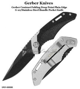 Gerber Knives GR31-000595 Contrast Drop Point Plain Edge Blade Black G10 Stainless Steel Handles