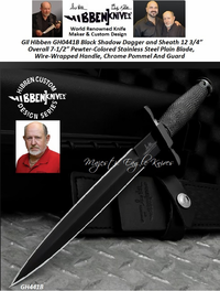 Gil Hibben GH0441B Black Shadow Dagger and Sheath 12 3/4 Overall 7-1/2 Pewter-Colored Stainless Steel Plain Blade, Wire-Wrapped Handle, Chrome Pommel And Guard Gil Hibben GH0441B Black Shadow Dagger and Sheath 12 3/4 Overall 7-1/2 Pewter-Colored Stainless Steel Plain Blade, Wire-Wrapped Handle, Chrome Pommel And Guard