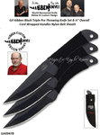 Gil Hibben GH0947B Black Triple Pro Throwing Knife Set 8-�" Overall Cord Wrapped Handles Nylon Belt Sheath