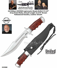 Gil Hibben GH5068 Legionnaire Bowie Knife II 9-1/2" Blade Drop Point Blade, Brown Pakkawood Handles, Leather Sheath Gil Hibben GH5068 Legionnaire Bowie Knife II 9-1/2" Blade Drop Point Blade, Brown Pakkawood Handles, Leather Sheath