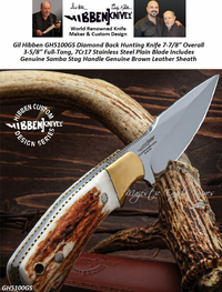Gil Hibben GH5100GS Diamondback Stag Hunting Knife And Sheath 7-7/8 Overall 3-5/8 Full-Tang, German 1.4116 Stainless Steel Plain Blade, Stag Handle, Nickel Silver Bolster Gil Hibben GH5100GS Diamondback Stag Hunting Knife And Sheath 7-7/8 Overall 3-5/8 Full-Tang, German 1.4116 Stainless Steel Plain Blade, Stag Handle, Nickel Silver Bolster