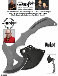 Gil Hibben GH866B Black Pro Throwing Axe 11 3/4" Overall Length One Piece Stainless Steel Construction Black Oxide Blade Coating Includes Leather Blade Sheath Gil Hibben GH866B Black Pro Throwing Axe 11 3/4" Overall Length One Piece Stainless Steel Construction Black Oxide Blade Coating Includes Leather Blade Sheath