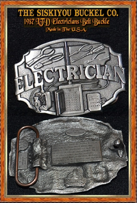 Siskiyu Buckel Company Inc Williams OR. 1987 Electrician Belt Buckle Siskiyu Buckel Company Inc Williams OR. 1987 Electrician Belt Buckle