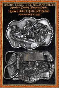 Siskiyu Buckel Company Inc. Williams Oregon 1983 Blue Grass Music Belt Buckle